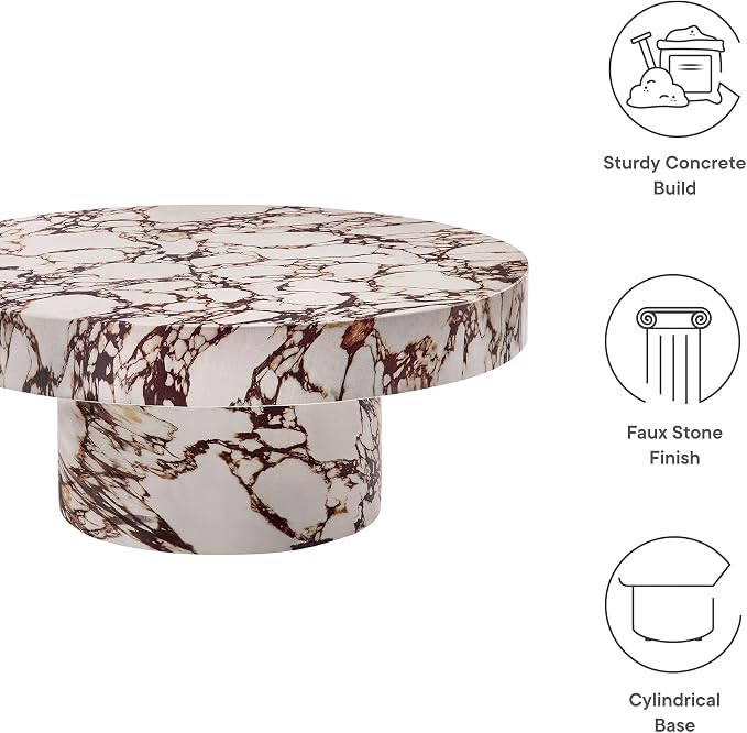 Modway Alora Round Concrete Coffee Table - Image 4