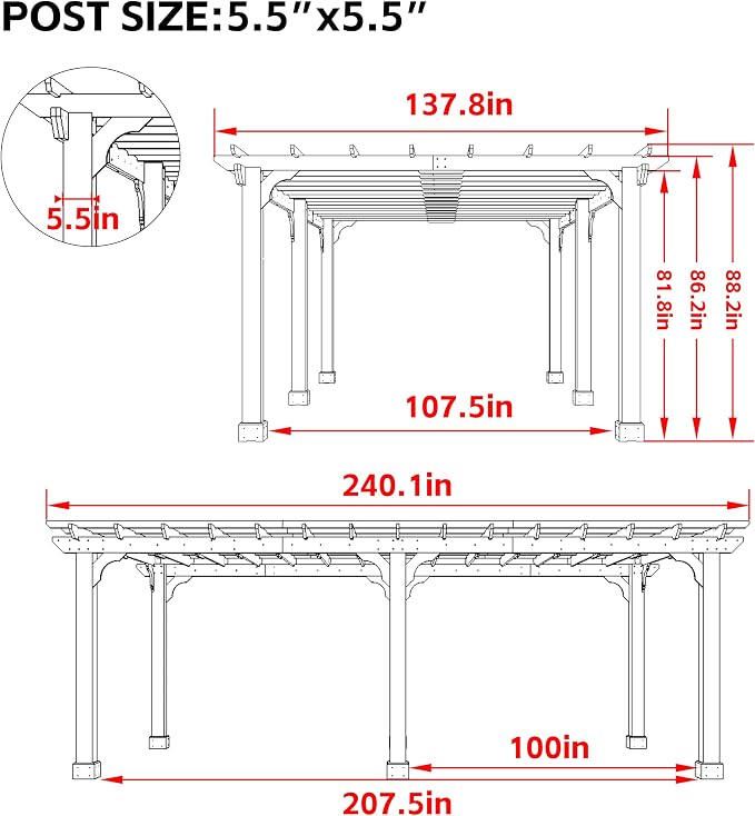 BlueWish 12’x20’ Outdoor Pergola - Image 2