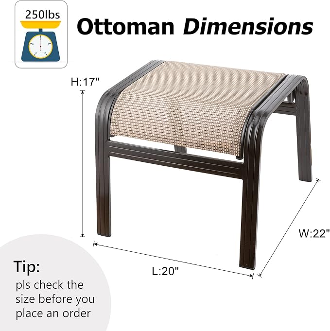 Summerville Outdoor Ottomans Textliene Patio Furniture Small Seating Furniture - Image 3