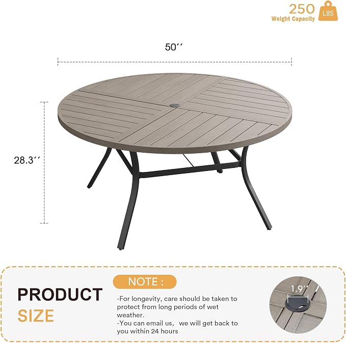 VICLLAX Round Patio Table with Adjustable Umbrella Hole - Image 3