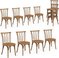 VINGLI Plastic Outdoor Dining Chairs Set of 8, Stackable Patio Dining Chairs by VINGLI