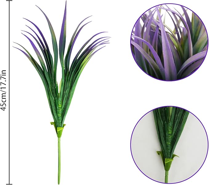 6Pcs Artificial Grass Fake Plants 17.3in Outdoor Plants UV Resistant Faux - Image 6