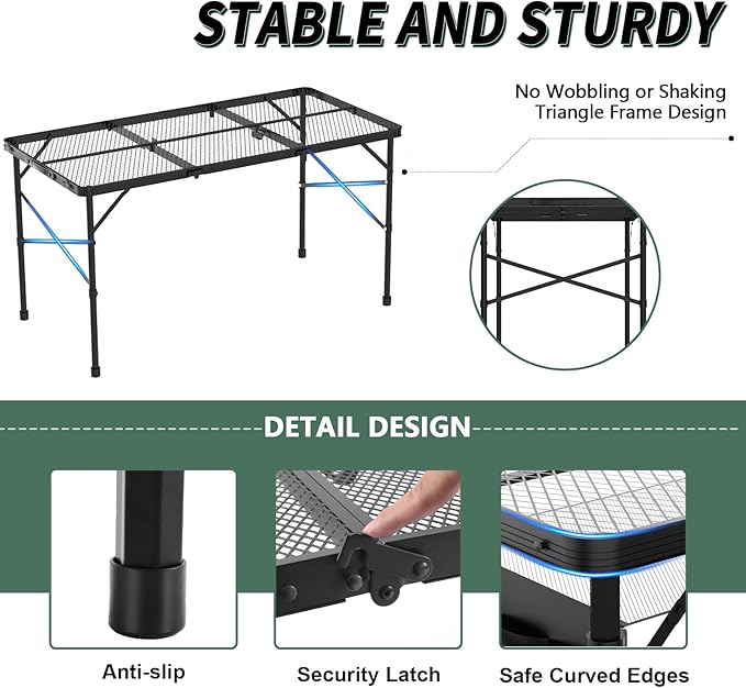 Folding Gril Table, 4x2 FT Camping Table - Image 5