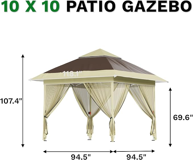 Devoko 12x12 Pop Up Gazebo Canopy Tent - Image 6