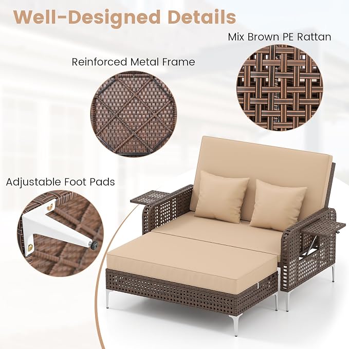 Tangkula Patio Rattan Daybed - Image 9