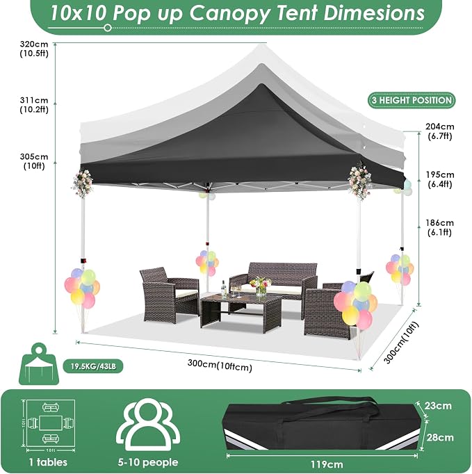 COBIZI Canopy 10x10 Pop Up Canopy Tent - Image 6