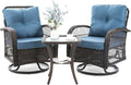 3 Pieces Patio Furniture Set, Outdoor Swivel Glider Rocker, Wicker Patio Bistro by VonzoyHome
