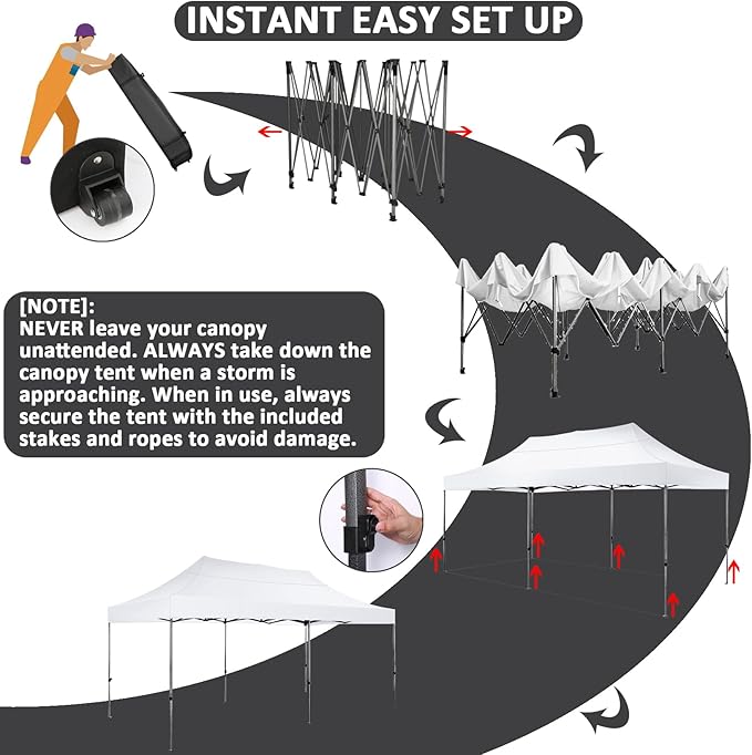 COBIZI 10x20 Pop Up Canopy Without Sidewall, Heavy Duty Canopy UPF 50+ All - Image 5
