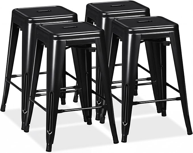 Shahoo 24 Inches Metal Bar Stools Counter Height Stackable Backless Stools by BuynowfromShahoo