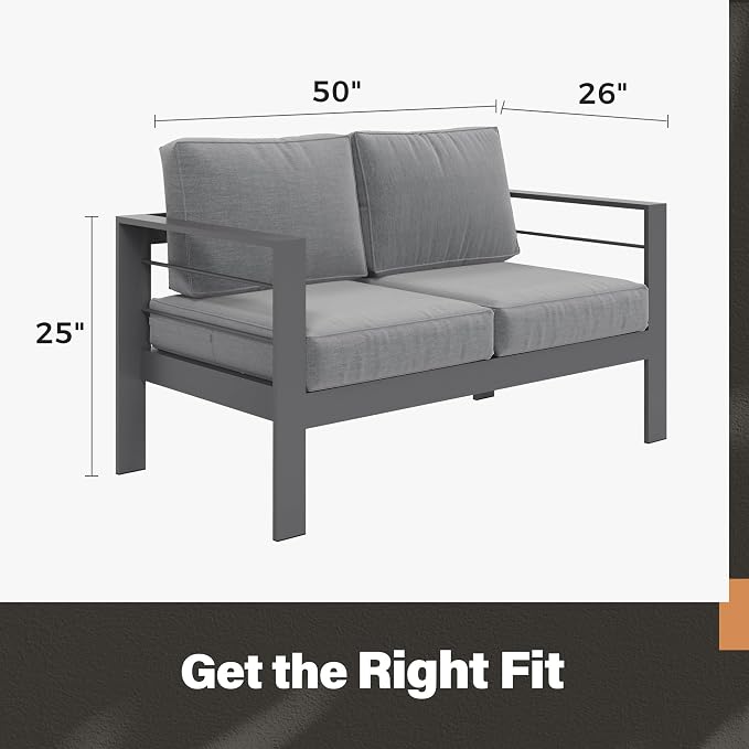 Solaste Outdoor Loveseat Aluminum Patio Furniture Sofa, All-Weather Metal - Image 5
