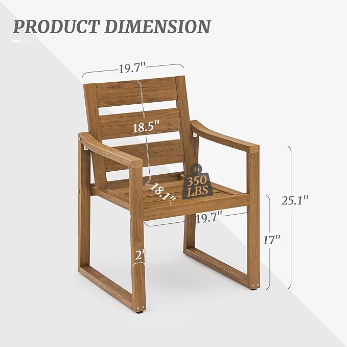 HDPS Outdoor Dining Chairs Set of 4, Patio Dining Chairs - Image 2