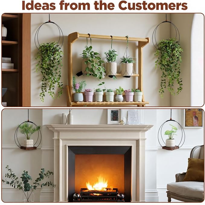 2 Pack Hanging Planters for Indoor Outdoor Plants, 12 Inch Sturdy Wood Base - Image 5