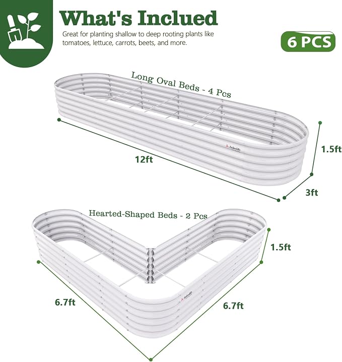 A ANLEOLIFE Set of 6, 18 Inch Tall Antique White Raised Garden Beds Kit - Image 2