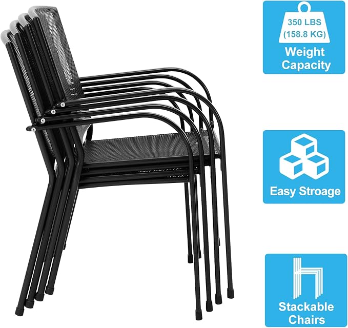 AECOJOY 5 Piece Outdoor Table and Chair, Patio Outdoor Dining Set - Image 4