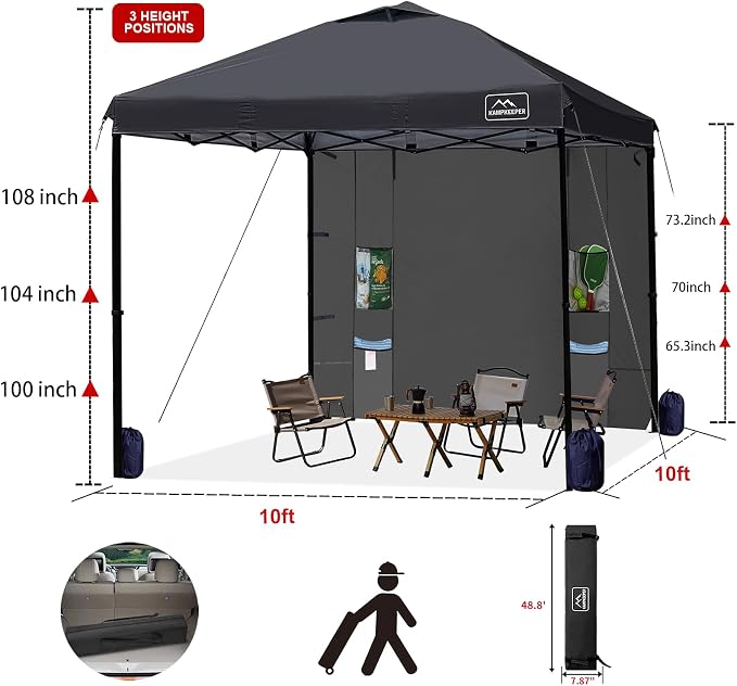 KAMPKEEPER 10x10 Easy Pop Up Canopy Tent - Image 4