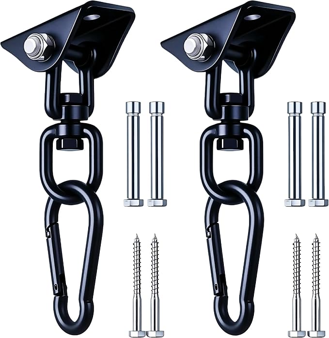 Hammock Hanging Kit, 360° Rotating Heavy Duty Swing Chair Hook 1200 lbs Capacity by QIWYMHW