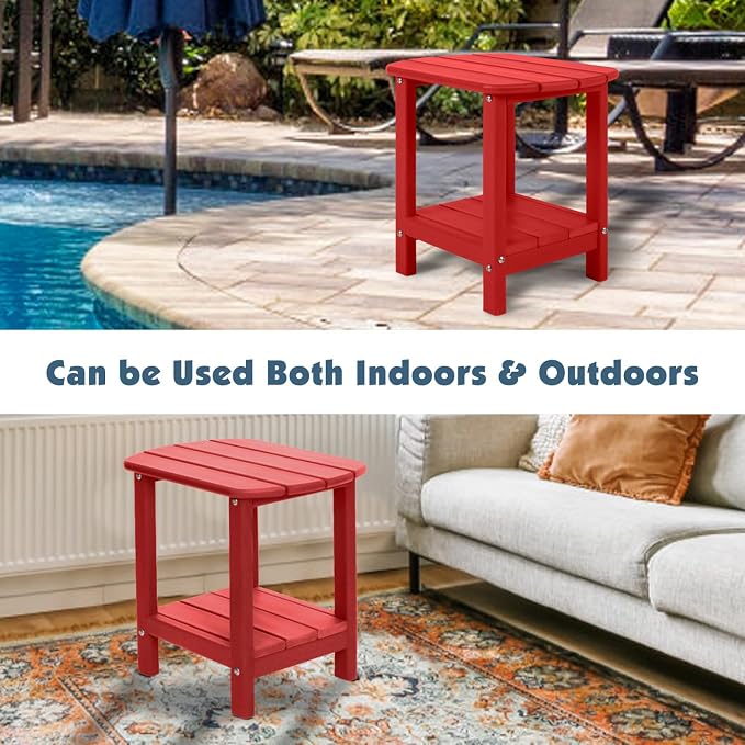 Adirondack Outdoor Side Table, 16.5” HDPE Small Patio Table - Image 7