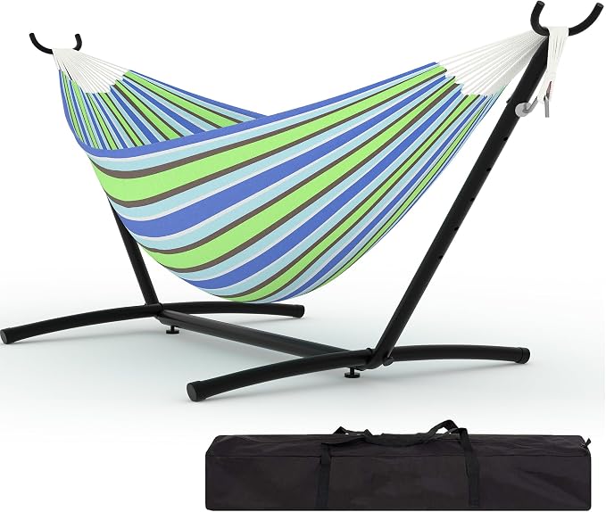2 Person Hammocks with Stand for Outside, Double Hammocks Portable Space Saving by Garvee