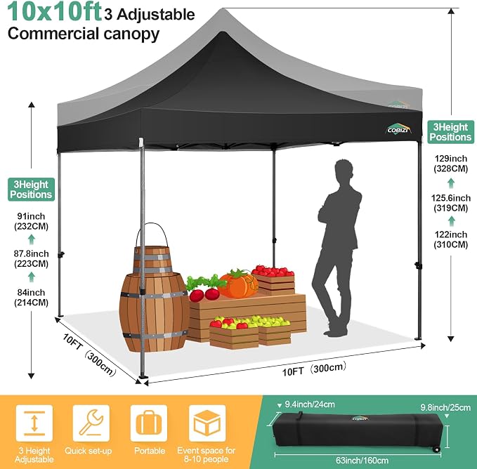 COBIZI 10x10 Pop Up Canopy - Image 5