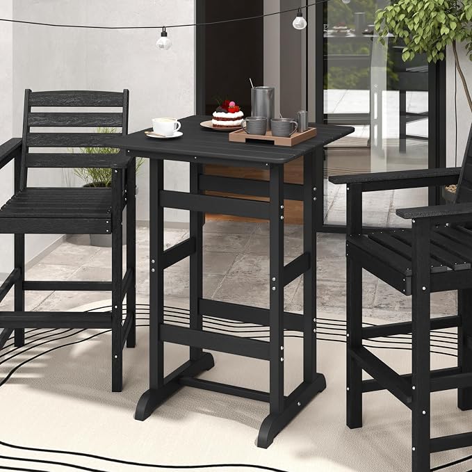 Giantex 42" Height Outdoor Tall Bar Table, HDPE Square Pub Table - Image 2