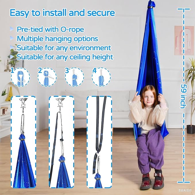 Sensory Swing for Kids and Adults Indoor & Outdoor Double Layer Therapy Cuddle - Image 5