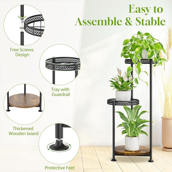 Plant Stand Indoor Outdoor Clearance, 3 Tier Metal Flower Shelf Pot Holder - Image 3