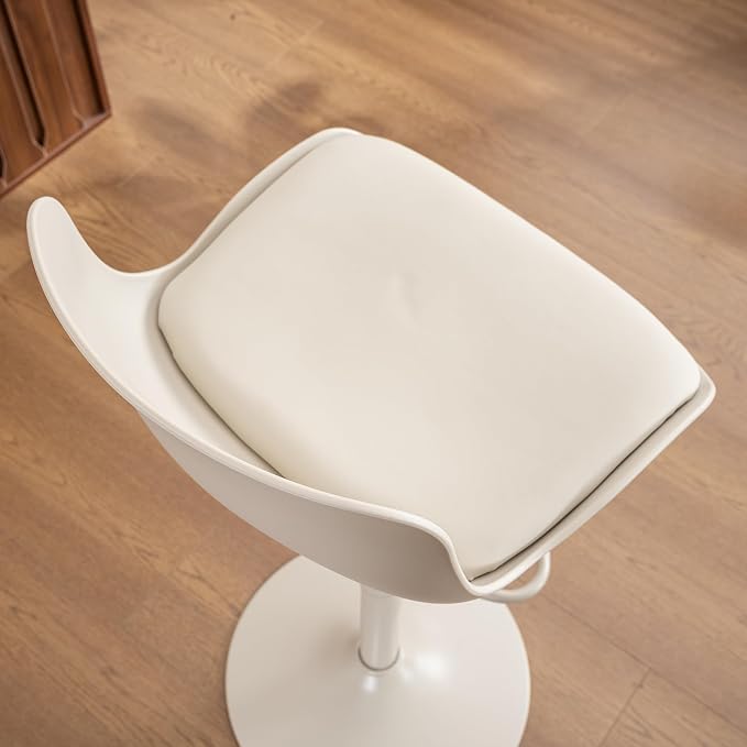Kidol & Shellder Bar Stools Set of 2 Cream Adjustable Swivel Counter Height - Image 8