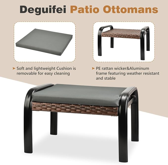 Patio Footstool Ottoman Outdoor Foot Rest - Image 3