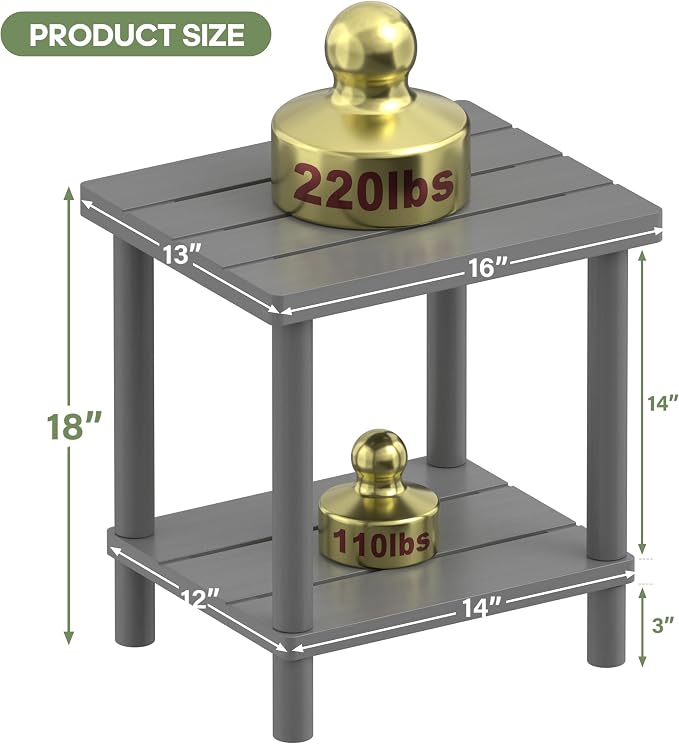 Outdoor Side Table, 2-Tier Small Outdoor Table - Image 2