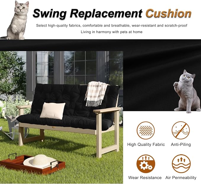2-3 Seat Swing Replacement Cushion, Outdoor Bench Cushions - Image 2