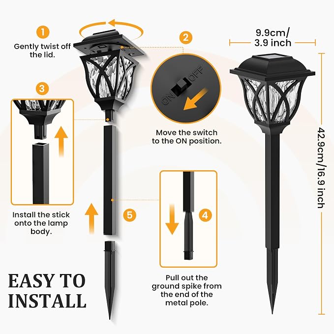 GIGALUMI 8 Pack Solar Lights Outdoor Waterproof, LED Solar Garden Lights - Image 6