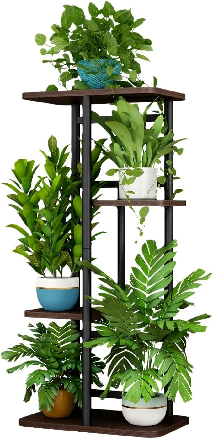 LINZINAR Plant Stand Indoor 4 Tier 5 Potted Multiple Plant Shelf Stands by LINZINAR