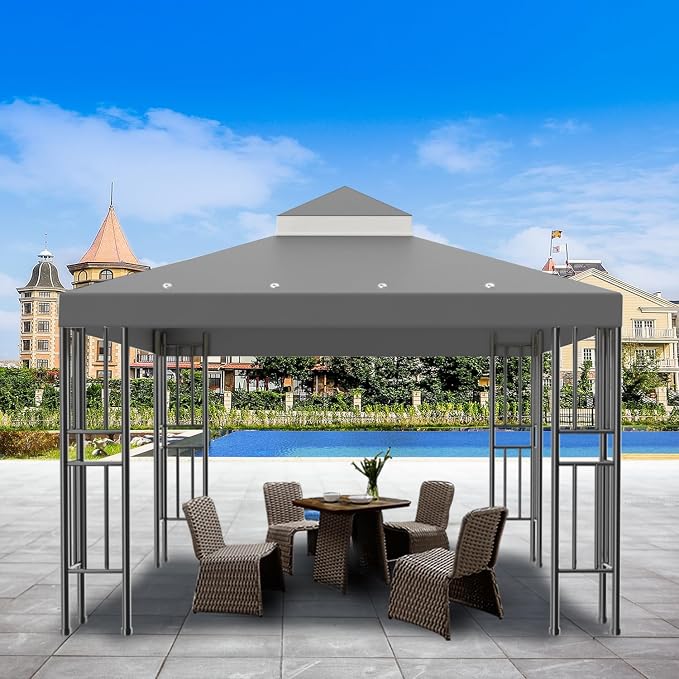Sumfaller 10x10 FT Gazebo Replacement Canopy Top Cover Double Tiered Canopy Top - Image 4
