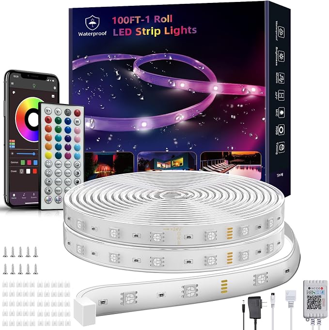 Outdoor Led Strip Lights Waterproof 98ft, Ip65 Outside Led Light Strip by Ledagic