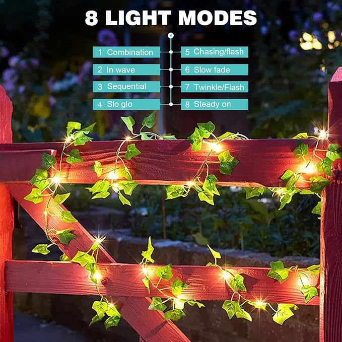 Outdoor Solar Fairy Lights, 39.3ft Ivy Fairy Lights - Image 4