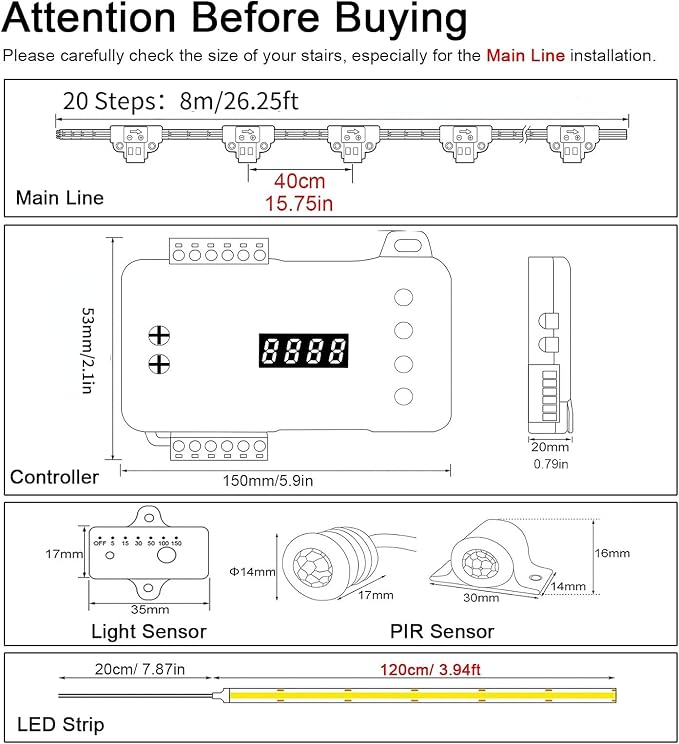 Intelligent Motion Sensor LED Stair Light Kit - Image 8