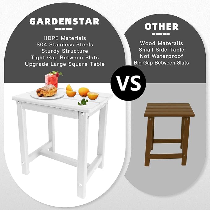 Adirondack Square Side Table, one-Tier Outdoor end Table, Patio Side Table - Image 5
