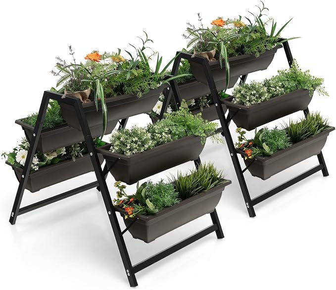 Giantex Set of 2 Vertical Raised Garden Bed, 5 Planter Boxes Container by Giantex
