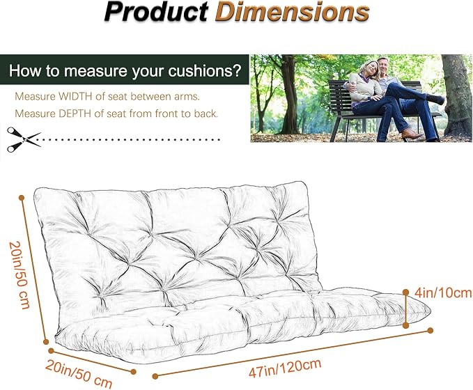 2-3 Seat Swing Replacement Cushion, Outdoor Bench Cushions - Image 6