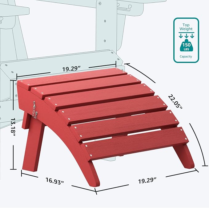 SERWALL Folding Adirondack Footrest, All Weather Adirondack Ottoman Without - Image 5