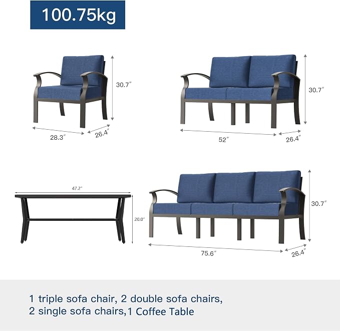 Kullavik Aluminum Patio Furniture Set - Image 4