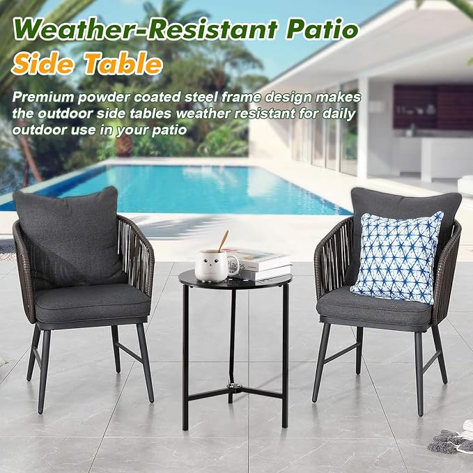 Party Zealot 1-Pack Small Round Metal Side Tables, 13-Inch Black Outdoor End - Image 5