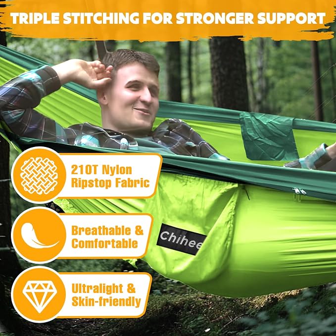 Chihee Ultra-Light Travel Camping Hammock Pop-up Net Hammock 660lbs Load - Image 2