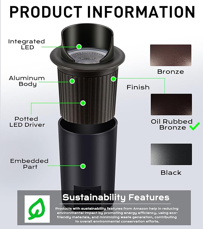 CLOUDY BAY 9W Well Lights Landscape LED In Ground Outdoor, Shielded Top - Image 2