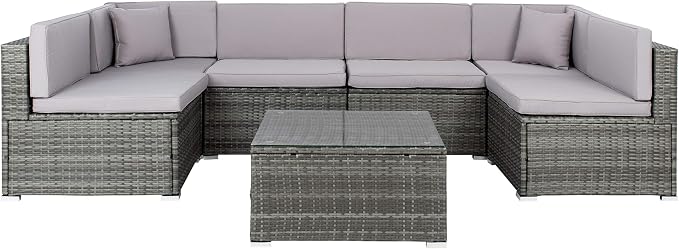 SAFAVIEH PAT7510B-2BX Collection Sectional Diona Grey Outdoor Living Patio Set by SAFAVIEH
