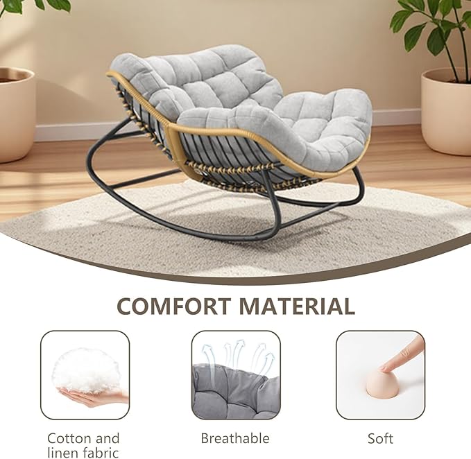 Oversized Papasan Rocking Chair - Image 6