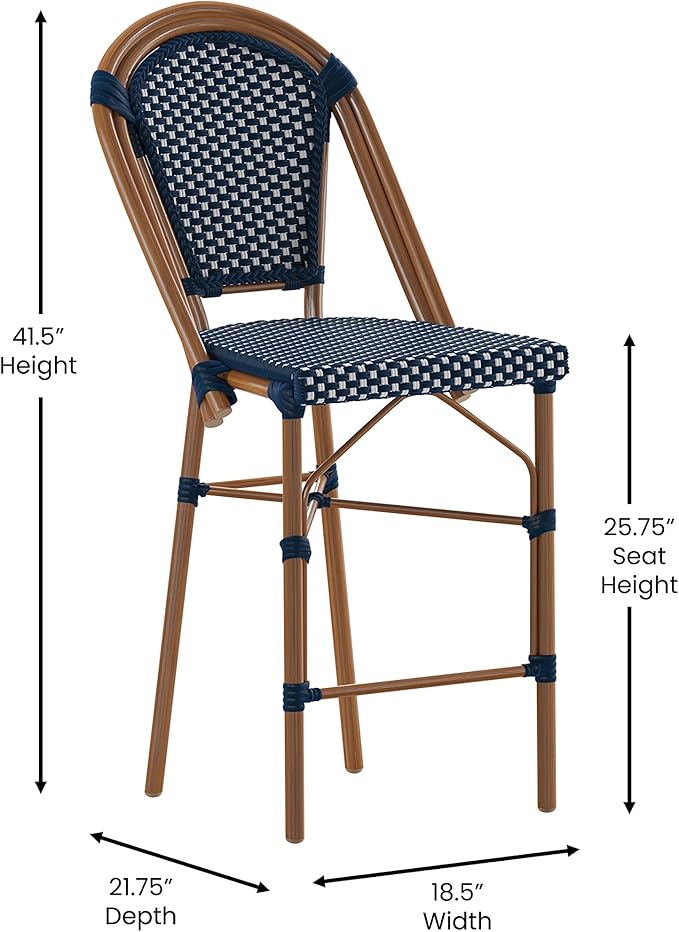 EMMA + OLIVER Soie Bistro Counter Stool - Image 2