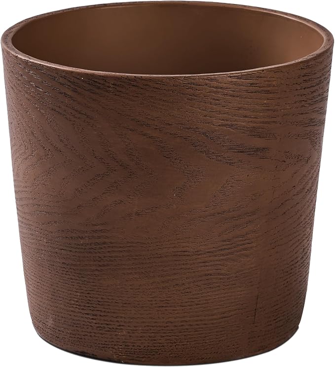 Ekirlin 7 inch Plant Pot, Resin Mahogany Texture Flower Planters by Ekirlin