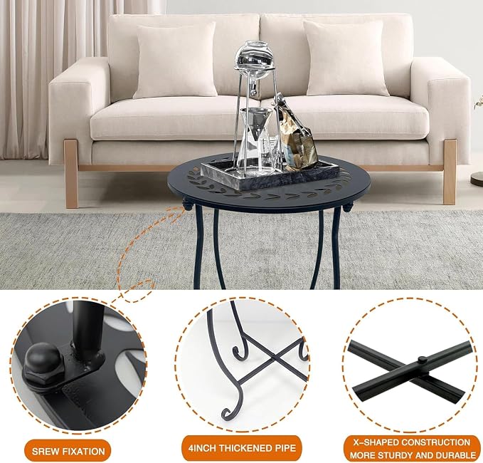 Metal Round Side Table, 2 Pack 14 Inch Bedside Table - Image 4