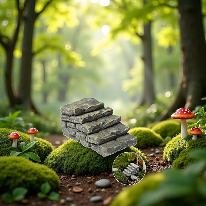 3Pcs Miniature Resin Bridge Stair Stone Straight Bridge Stairs Steps Garden - Image 7